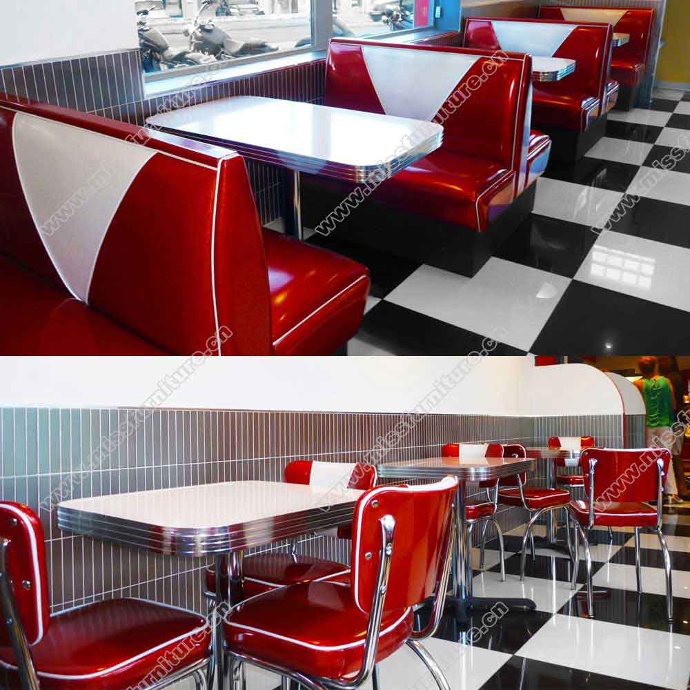 1950s style rubby color american retro diner booth sofas and table set, retro diner chairs and table set furniture gallery