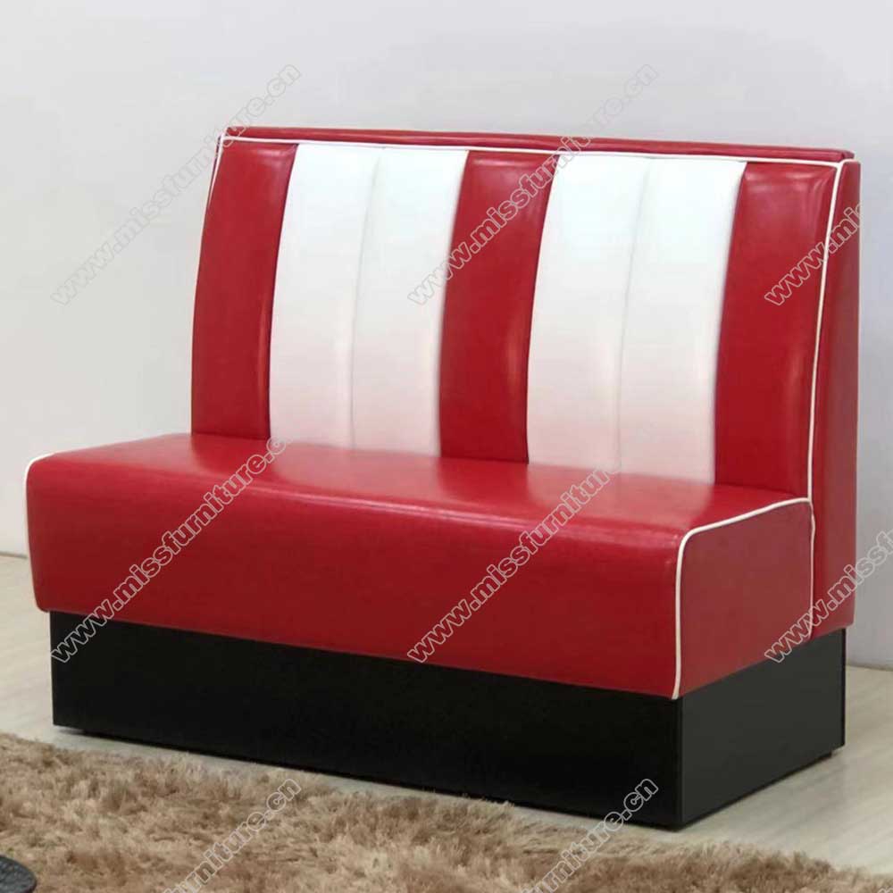 Wholesale rubby and white color retro kitchen 1950s american diner booth sofas, thick seater rubby 50s retro kitchen diner booth sofas,American 1950s style retro diner booth seating furniture M-8503