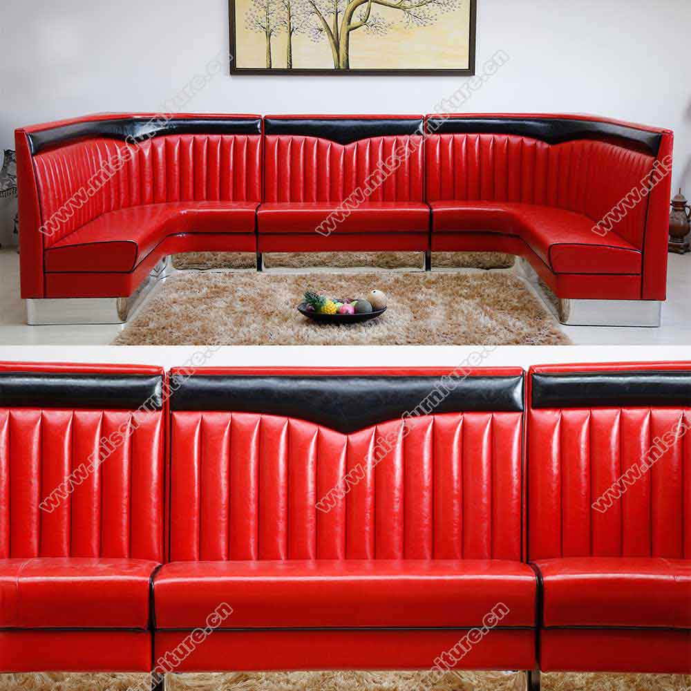 Customize wave top and seat piping retro style amerinca dinette U shape metal retro booth seating gallery