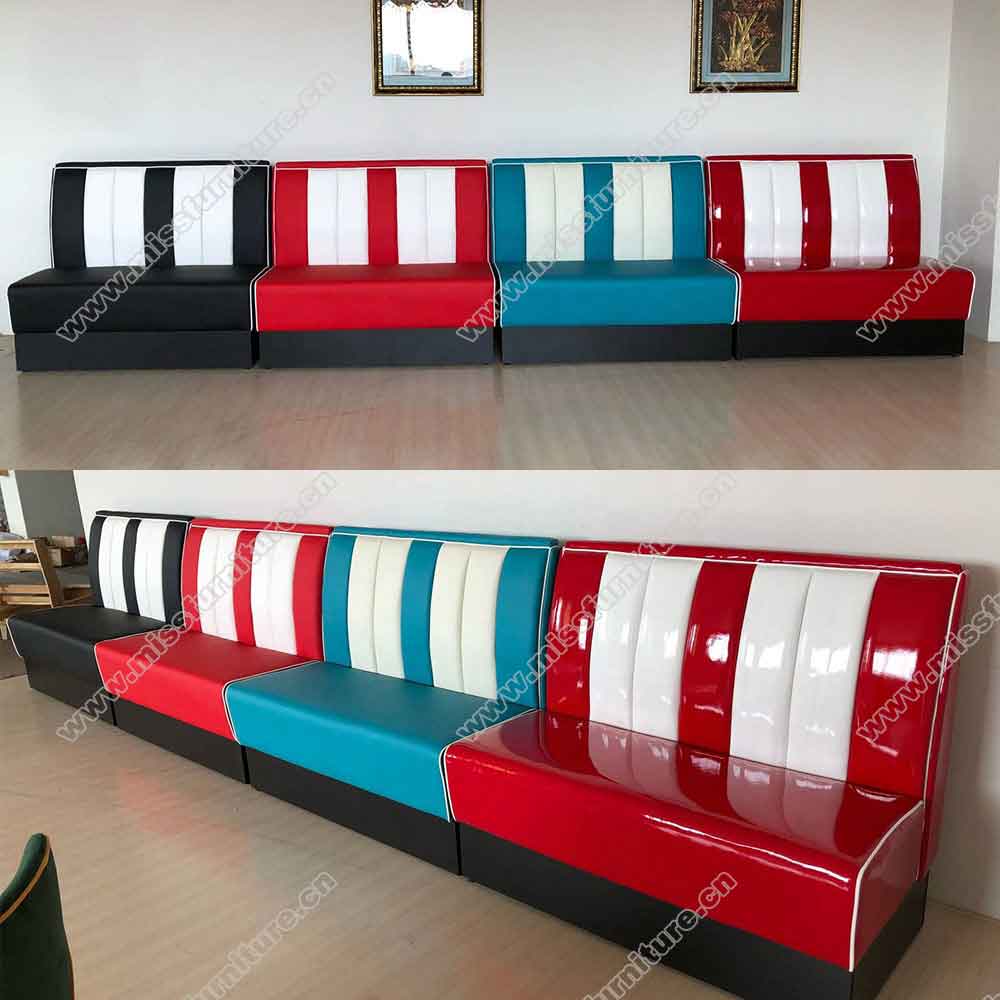 Customize 2 seater 1950's style retro american dinette red/turquoise/black color 50s booth sofas gallery