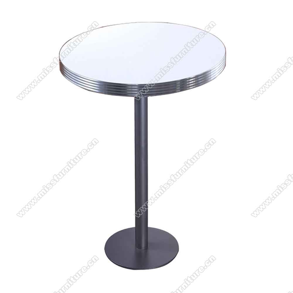 Popular 1960's style black high iron table base american restaurant bar table, fireproof laminate top1960s american retro restaurant bar table,American 1950s style retro diner bar table furniture M-8705