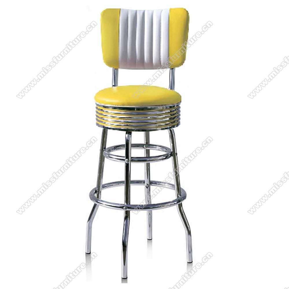 High quality turquoise/yellow 6 channeled back chrome midcentury american diner barstools, turquoise chrome 1950's american diner bar chairs American 1950s style retro diner bar chairs furniture M-8802