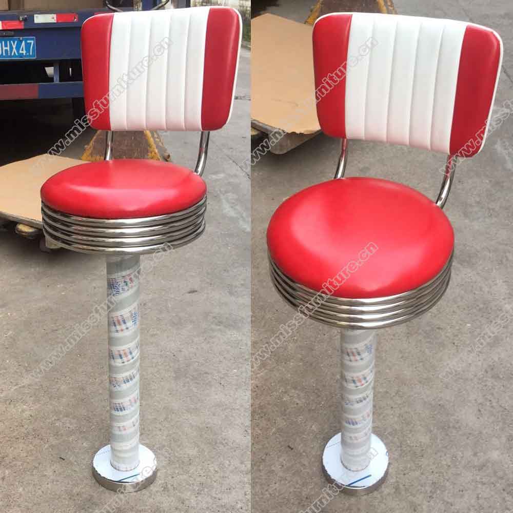 Factory produce stainless steel legs for american 1950's style round rubby color retro diner barstools gallery