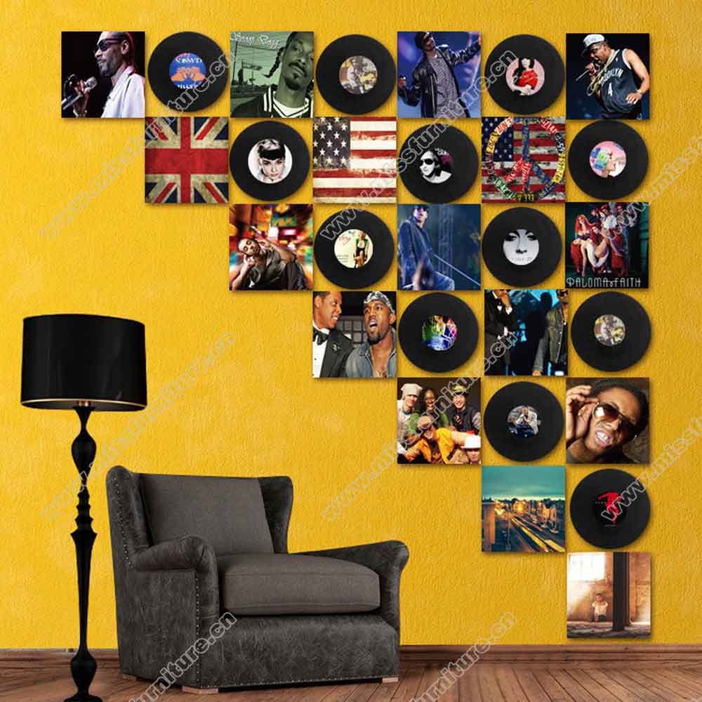 American diner round vinyl records decor, colorful round iron retro 1950s diner vinyl records decoration,American 1950s retro diner decoration M-89032