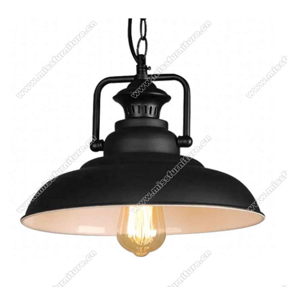 Classic black round iron pendant lights 8933, black/black with white retro 1950s diner round with wire iron pendant lights ,American 1950s retro diner pendant lights M-89331