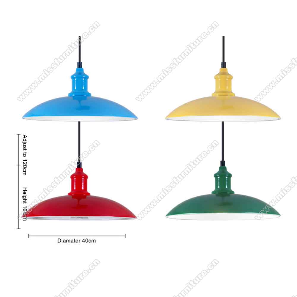 Red/white/black/yellow/green round iron american retro diner pendant lights, colorful 1950s restaurant iron round pendant lights
,American 1950s retro diner pendant lights M-89392