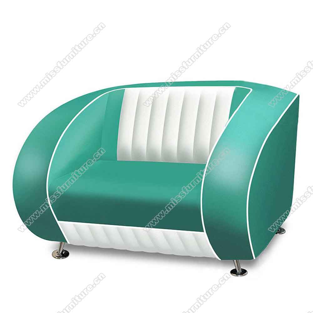 Turquoise and white midcentury american retro dinning room single Bel Air sofas seating, turquoise 1950s diner single Bel Air sofas, American 1950s retro diner Bel Air sofas seating M-89522