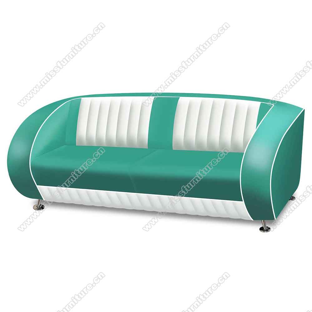 High quality turquoise and white double seating American midcentury diner Bel Air sofas seating, retro diner double Bel Air sofas seating, American 1950s retro diner Bel Air sofas seating M-8958