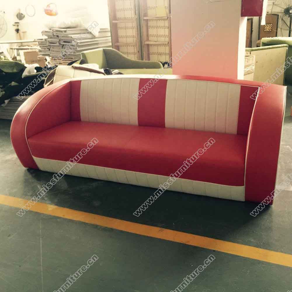 Wholesale American retro diner red and white double seater Bel Air sofas seating, red leather 2 seater 50s diner Bel Air sofas seating, American 1950s retro diner Bel Air sofas seating M-8957