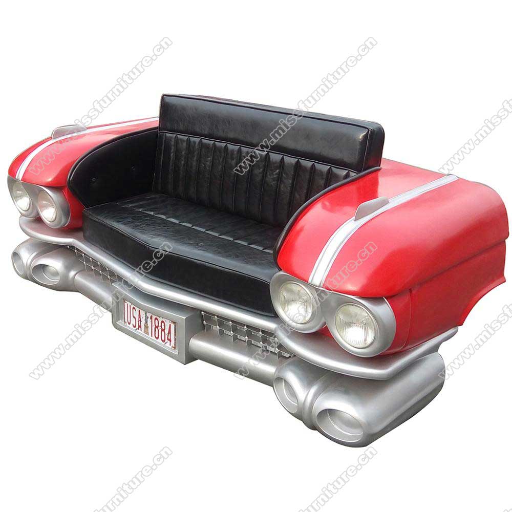 High quality American retro diner iron cadillac front car sofas seating M8962, red painting 1950's dining room retro cadillac front car sofas, American 1950s retro diner metal car sofas seating M-8962