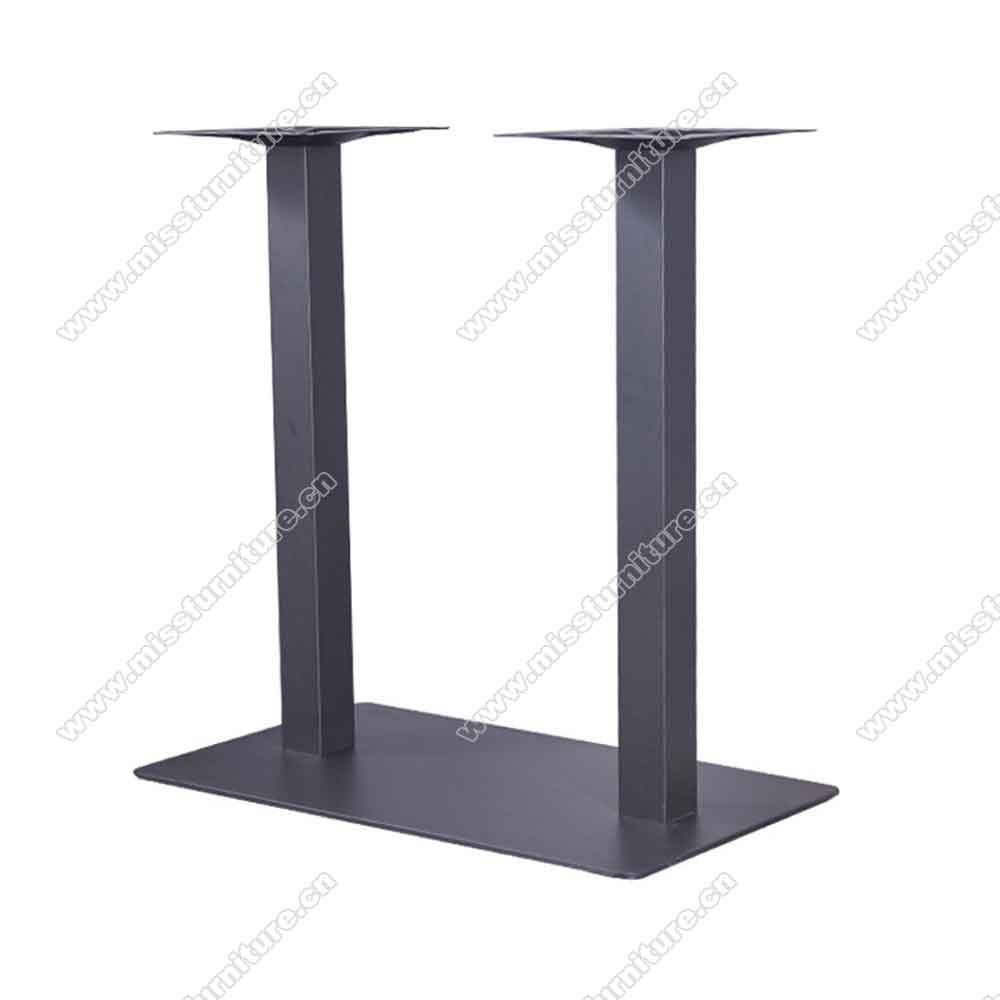 Customize black iron rectangle base american diner table legs M8983, 40*70cm rectangle iron base with 2 pillars 1950s retro diner table legs,American 1950s retro diner table legs M-8983