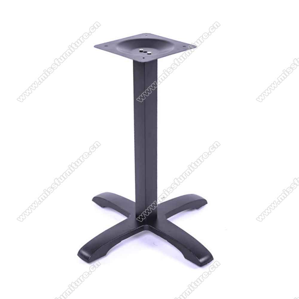 High quality cross base with square pillar iron midcentury table legs M8987, iron black 1950's retro diner cross base table legs,American 1950s retro diner table legs M-8987